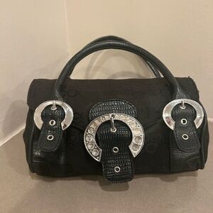 Bag Chic Black Satchel with Silver Buckle Accents by ROCCOBAROCCO/lovely clean